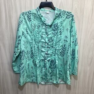 UNBRANDED Women's (Size XXL)‎ Long Sleeve Button Down Shirt Botanical